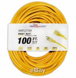 10/3 100ft SJTW Lighted End Extension Cord 15 Amp 300 Volt 1875 Watt (100 feet)