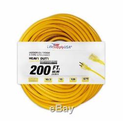 10/3 200ft SJTW Lighted End Extension Cord 15 Amp 300 Volt 1875 Watt (200 feet)