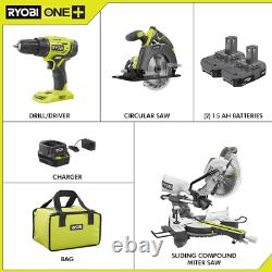 15 Amp 10 in. Sliding Compound Miter Saw and 18-Volt Cordless ONE+ Drill/Driver