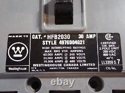 1 New Westinghouse HFB2030 2 pole 30 amp Mark 75 600 volt Circuit Breaker