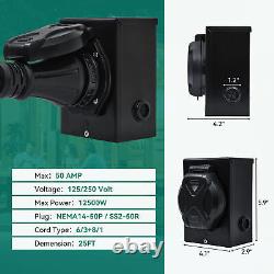 25FT 50 Amp Generator Cord+Power Inlet Box Waterproof Combo Kit NEMA 14-50P