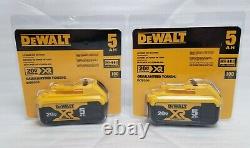 2 Brand New Dewalt XR DCB205 20 VOLT Lithium 5 AMP Battery PACK OF 2