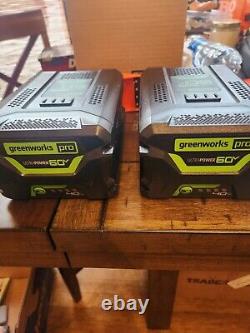 2 new Greenworks Pro Ultra Power 60 volt/4 amp batteries