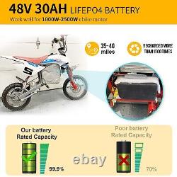 48V 30Ah Lithium Lifepo4 Battery Pack for EBike Scooter 1000W Motor 5A Charger