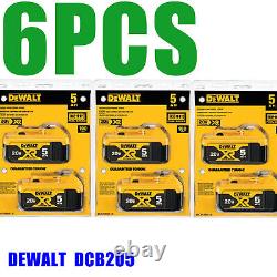 6 PCS DEWALT DCB205 20V Max XR 5.0Ah Li-ion Power Tool Battery Original genuine