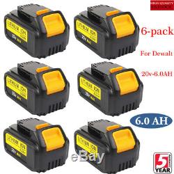 6 Pack For DeWalt 20V 20 Volt Max XR 6.0 Amp Lithium Ion Battery Pack DCB206-2