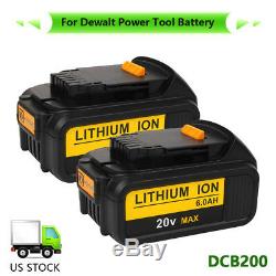 6 Pack For DeWalt 20V 20 Volt Max XR 6.0 Amp Lithium Ion Battery Pack DCB206-2