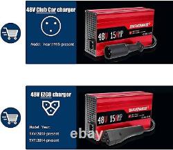 Ebusin 48 Volt Golf Cart Battery Charger for Club Car 3-Pin 15 Amp New Open Box