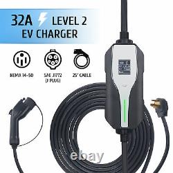 Home EV Charger 240Volt 32A 5X Faster EVSE J1772 EV Charging Cable Portable 25FT