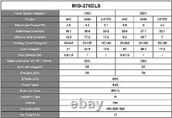MIG-270DLS Welder 110/220 Volts with Gas and Gasless, 200Amp Aluminum Welder