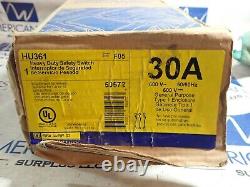 NEW SQUARE D HU361 30 amp 600 volt NON Fused Indoor 3 Phase Disconnect