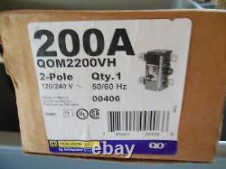 NEW Square D QOM2200VH, 200 Amp, 240 Volt, 2 Pole, 22K Main QOM Circuit Breaker
