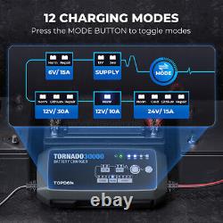 NEW TOPDON Battery Charger 30 Amp Battery Charger & Maintainer 6 or 12 24 Volt