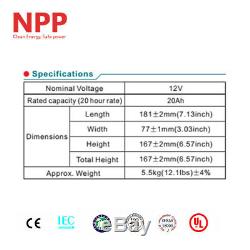 NPP 12V 20Ah 12Volt 20 Amp Rechargeable Deep Cycle Long Life Lead Acid Battery