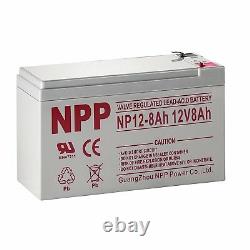 NPP 12V 8Ah 12Volt 8Amp Rechargeable Sealed Lead Acid Battery With F2