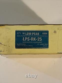 New Box Of 10 Cooper Bussmann LPS-RK-1-1/2SP 1-1/2 Amp Fuses Low Peak 600 Volts