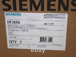 New Siemens HF365A 3 Pole 400 Amp 600 Volt Fusible NEMA 1 Indoor Disconnect