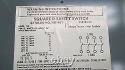 New Square D HU461 30 amp 600 volt Non Fused Safety Switch Disconnect NO BOX