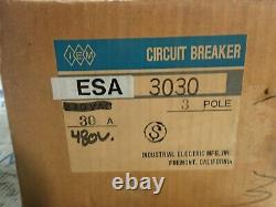 New Surplus IEM Circuit Breaker ESA3030 3 pole 30 amp 480 volt 14kA