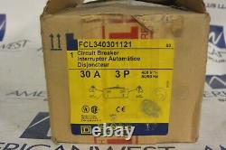 New in box SQUARE D FCL340301121 3 pole 30 amp 480 volt Feed Thru + 120v UVR