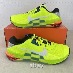Nike Metcon 7 AMP Volt Bright Spruce Checkered DH3382-703 Men's Size 10.5