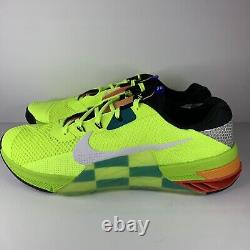 Nike Metcon 7 AMP Volt Bright Spruce Checkered Men's Shoes Size 14 DH3382-703