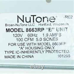 NuTone Motor (8663RP) Assembly #97017705 1550 RPM 1.2 Amps, 115 Volts