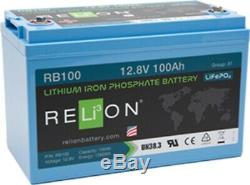 Relion RB100, 12 Volt, 100 Amp Hour Lithium Battery. LiFePO4, Solar, RV