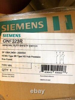 Siemens GNF323R, 100 Amp, 240 Volt, 3PH 3W, NEMA 3R Disconnect NEW-B