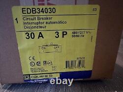 Square D EDB34030 3 Pole 30 Amp 480/277 Volt Bolt On Circuit Breaker New