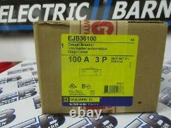 Square D Ejb36100, 100 Amp, 600 Volt, 3 Pole Circuit Breaker- New