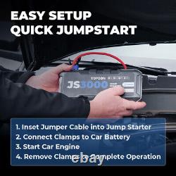 TOPDON 3000 Peak Amp 12 Volt Jump Starter JS3000 Battery Booster Jumper Pack