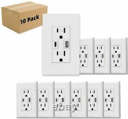 USB C Outlet PD With Power Delivery In-Wall Charger 24W, 15 Amp, 125 Volt-White
